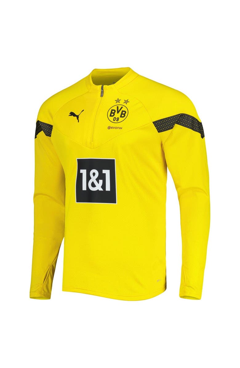 PUMA Men's Puma Yellow Borussia Dortmund Raglan DryCELL Quarter-Zip Training Top, Alternate, color,
