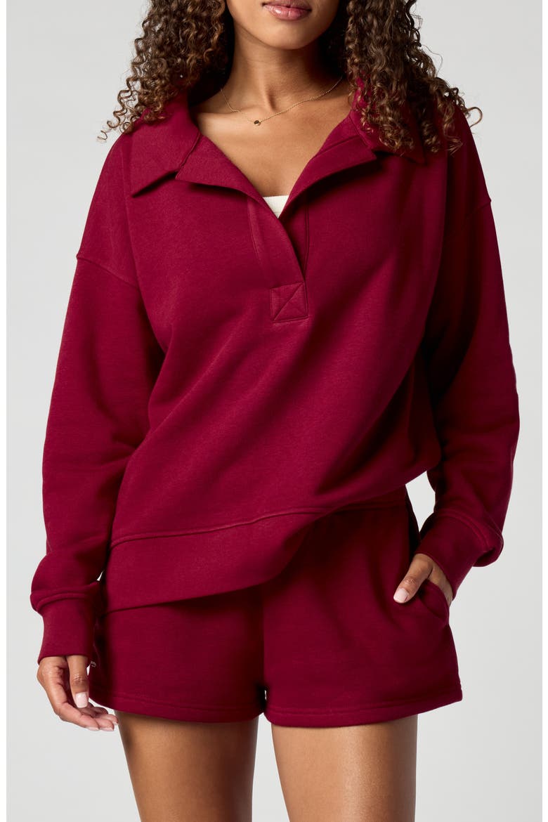 Polo Collar Sweatshirt, Main, color, CRIMSON