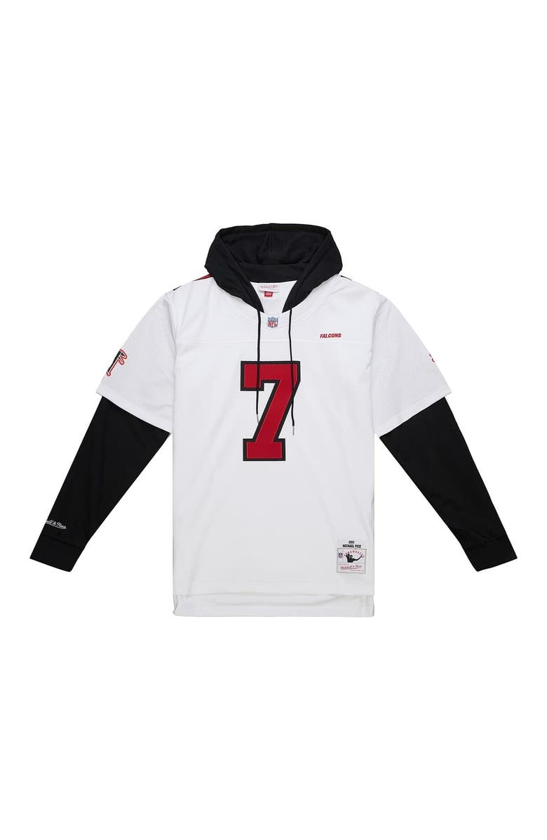 Mitchell & Ness Men's Mitchell & Ness Michael Vick White Atlanta Falcons Player Name & Number Hoodie Legacy Jersey, Main, color, 
