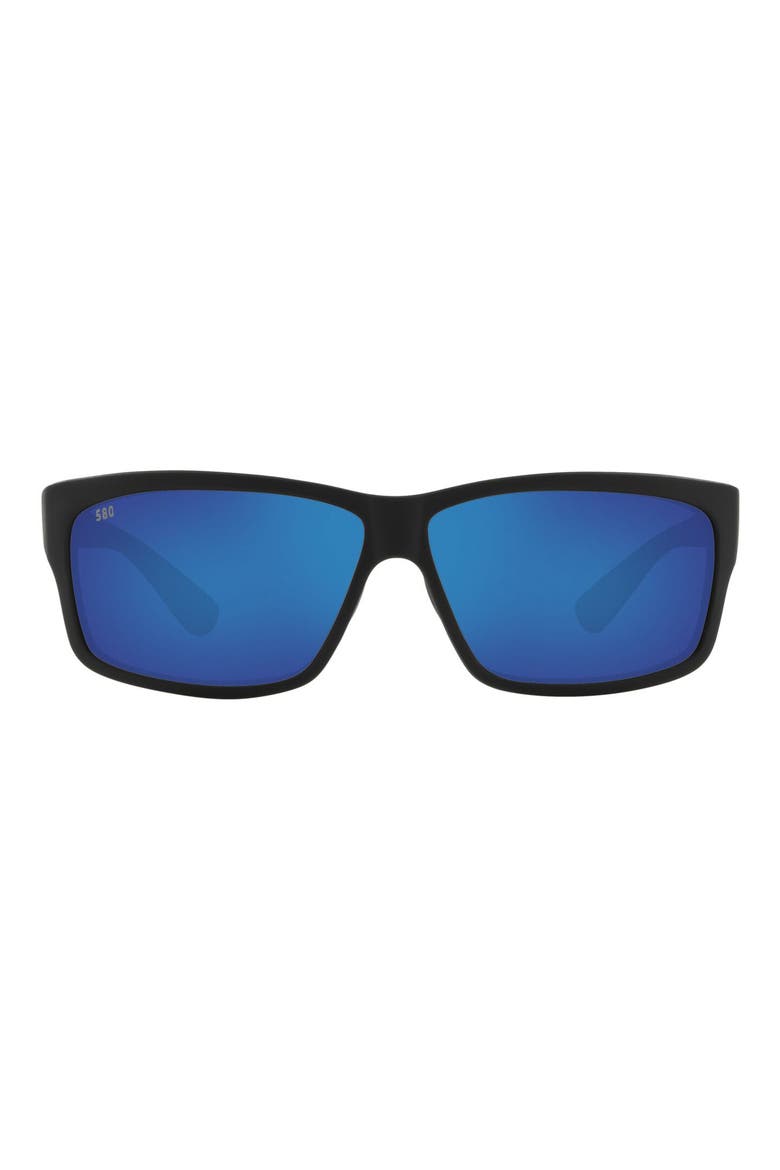 60mm Rectangle Sunglasses, Main, color, SOLID BLACK