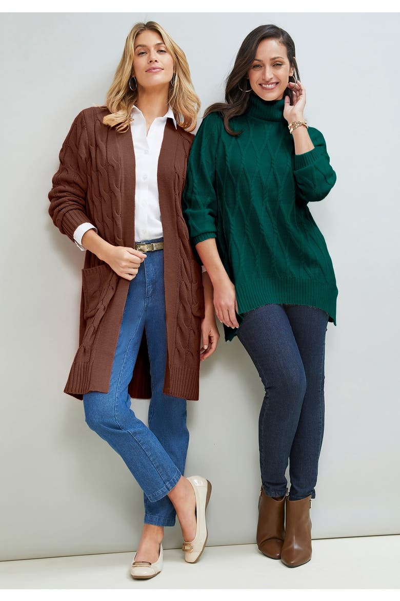 Cable Turtleneck Sweater, Alternate, color, OATMEAL