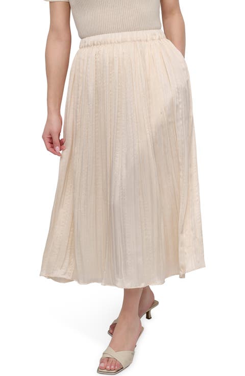Crushed Pleated Midi Skirt