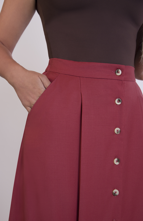 Aam The Label The Wool Midi Skirt In Brown
