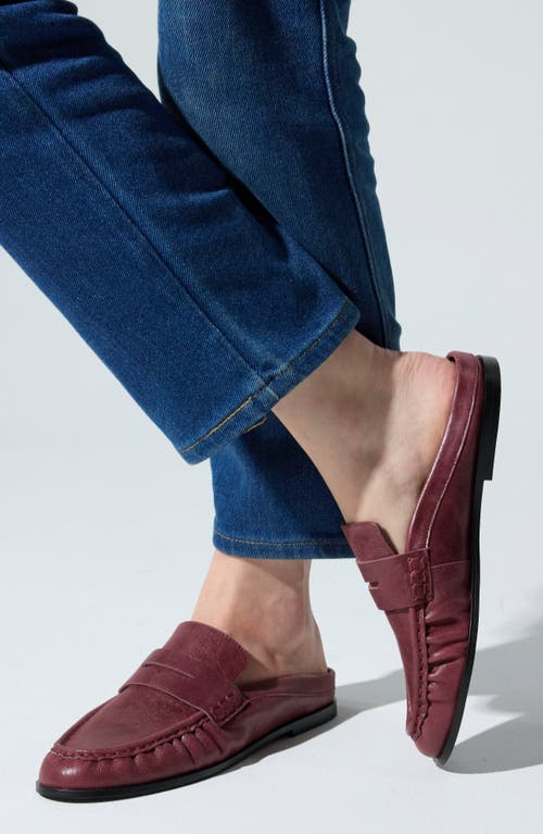 Yosi Samra Camden Penny Loafer Mule In Burgundy