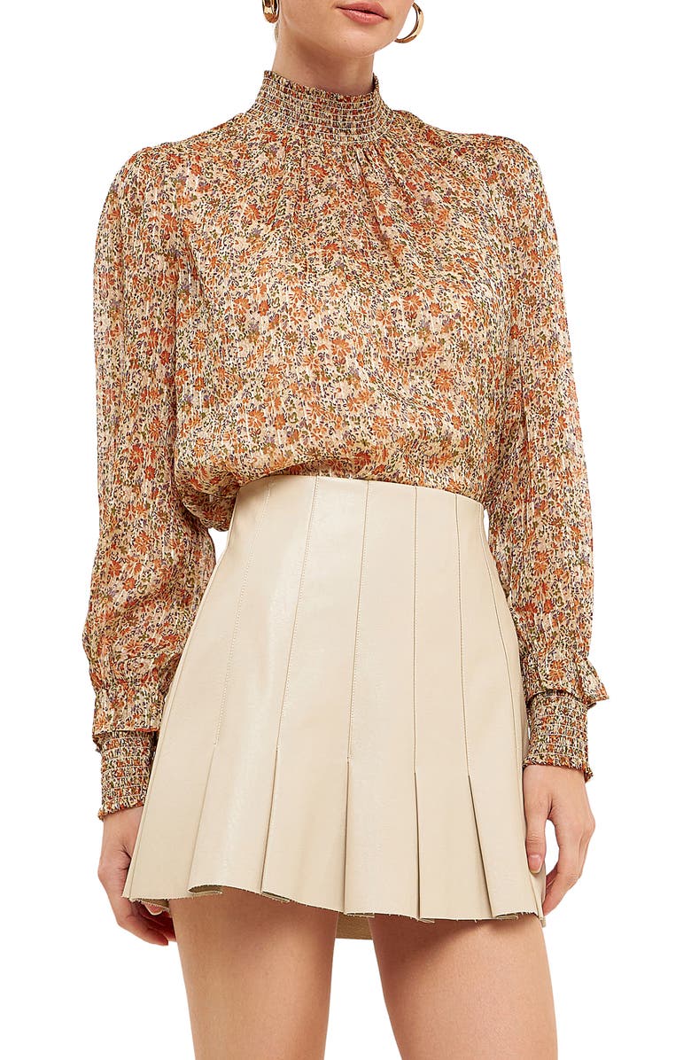 Endless Rose Floral Stripe Long Sleeve Chiffon Blouse, Main, color,