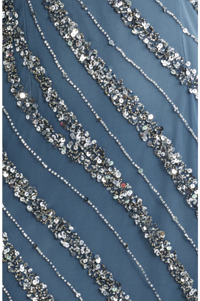 Sequin Beaded One-Shoulder Gown, Alternate, color, GREY