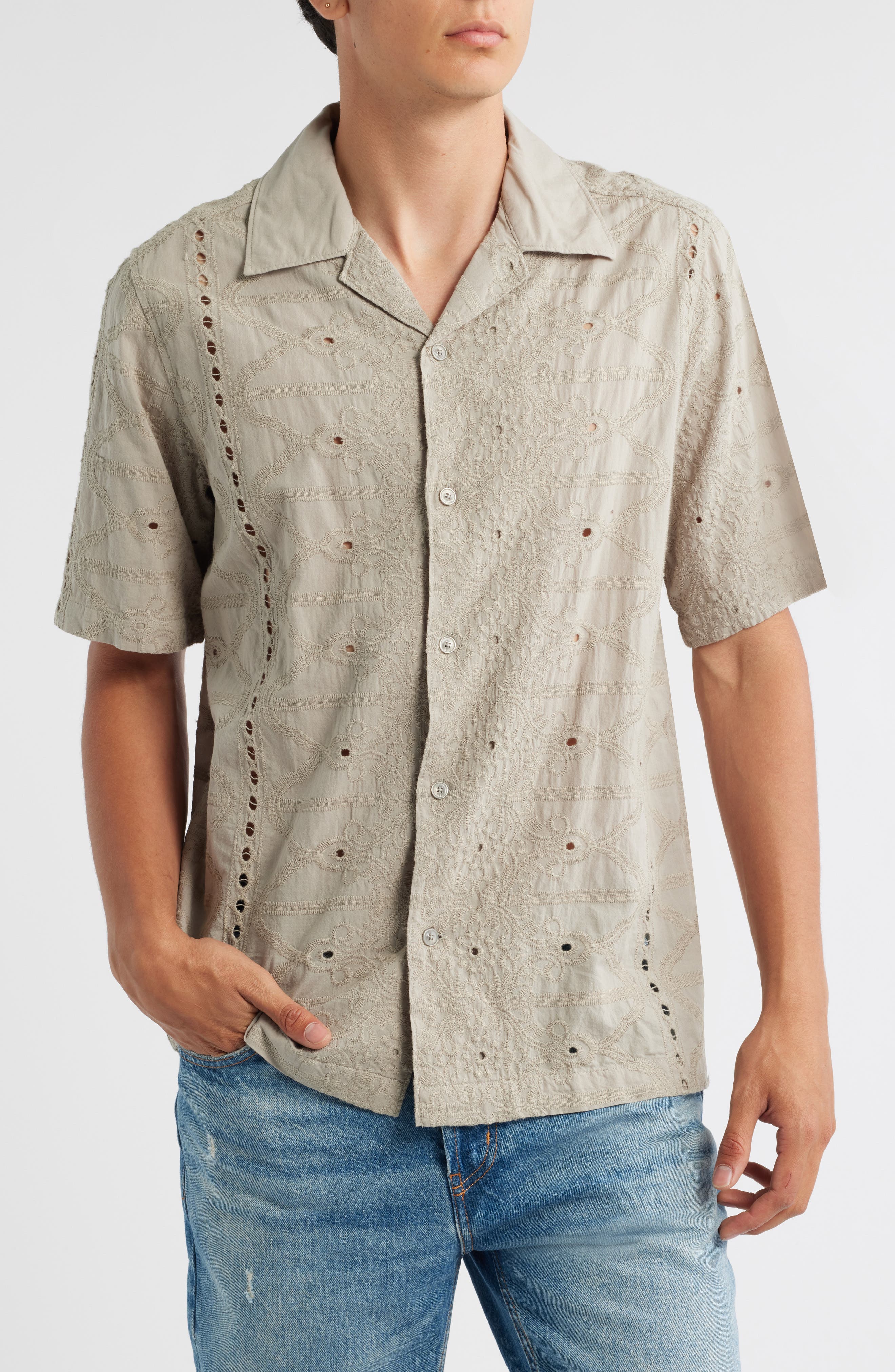 NN07 Julio 5392 Eyelet Embroidered Camp Shirt