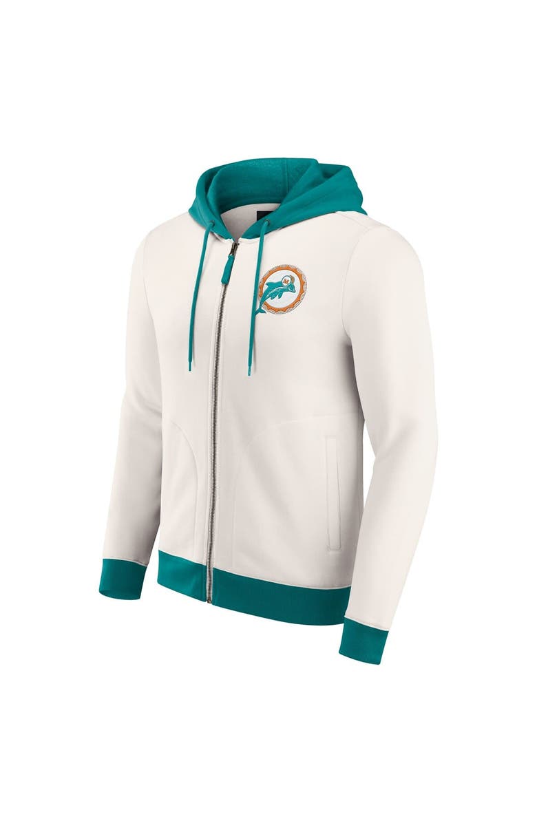 Darius Rucker Collection by Fanatics Men's Darius Rucker Collection by Fanatics Cream Miami Dolphins Distressed Graphics Full-Zip Hoodie, Alternate, color, Cream