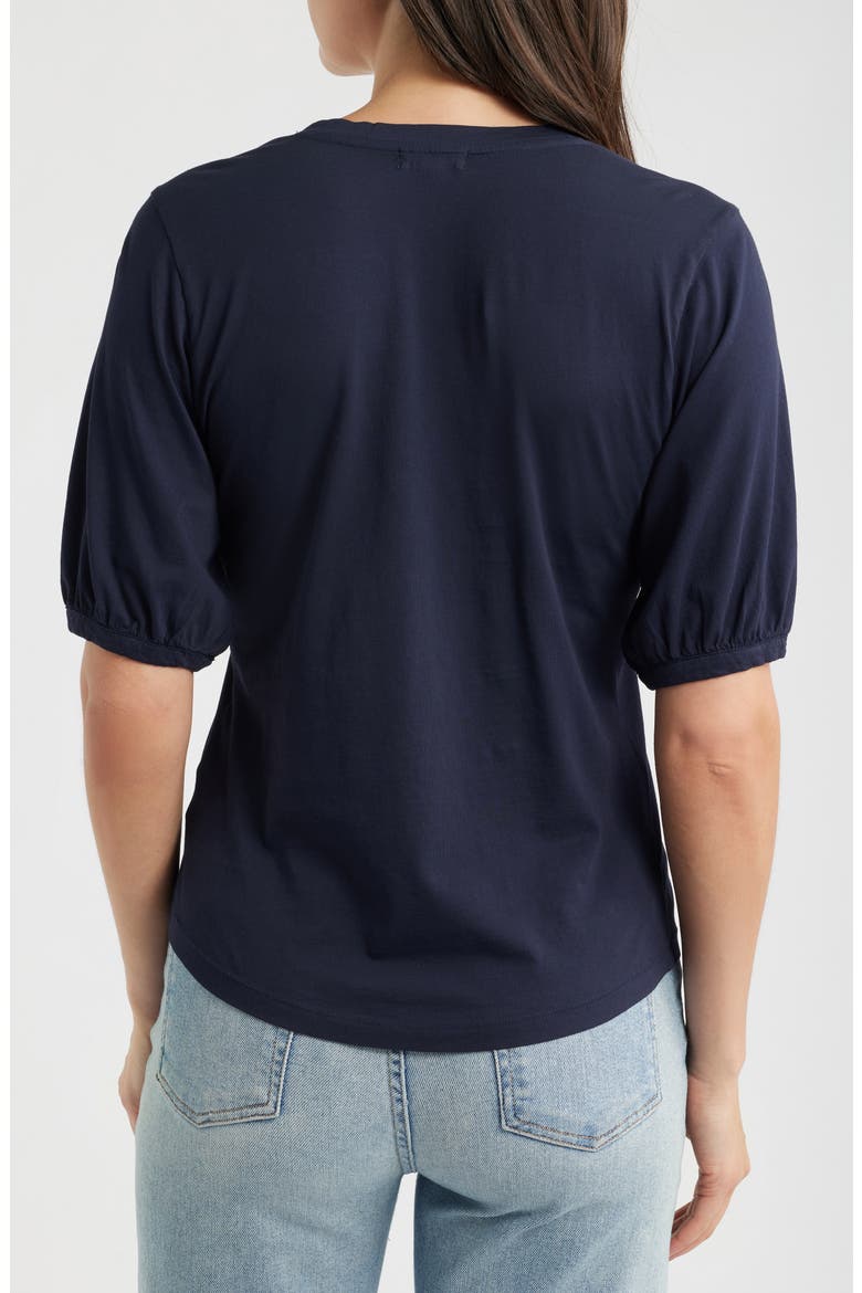 Puff Sleeve Cotton T-Shirt, Alternate, color, DARK INDIGO