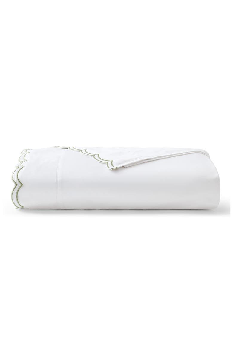 Scallop Edge Luxury Cotton Sateen Flat Sheets, Main, color, Matcha
