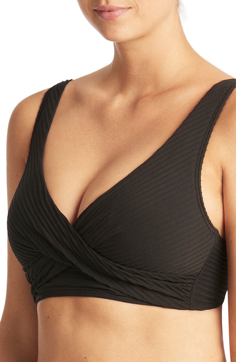 Sea Level Cross Front Multifit Bikini Top, Alternate, color, 