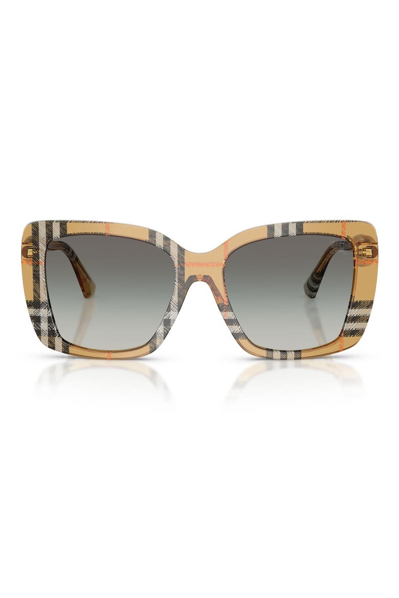 54mm Square Sunglasses, Main, color, SAND CHECK / GREY GRADIENT