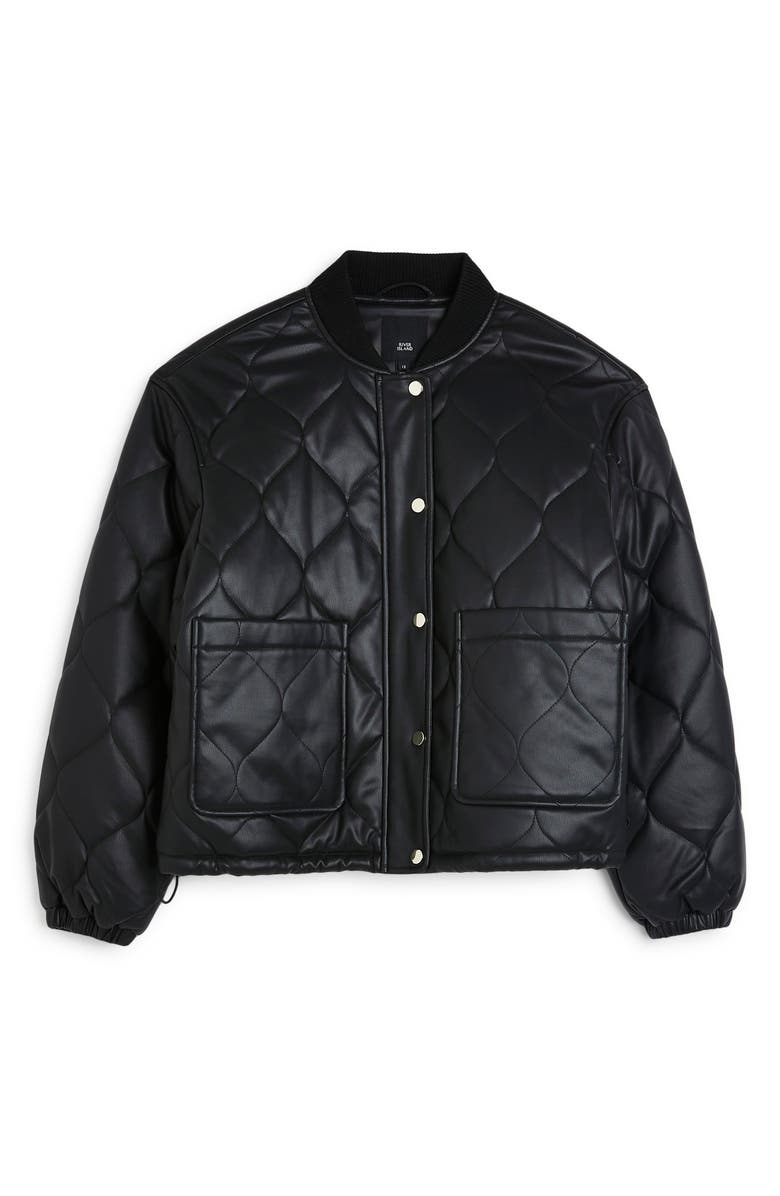River Island Quilted Faux Leather Bomber Jacket, Alternate, color, 