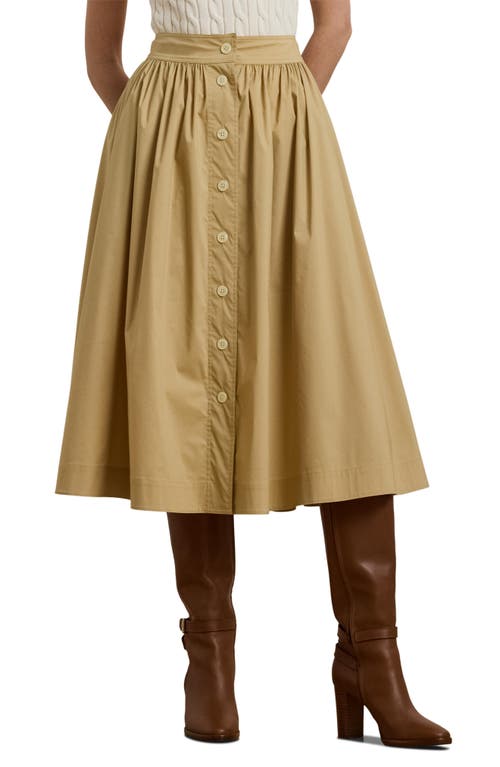 Ralph Lauren Button-front Cotton-blend Skirt In Sand Dune