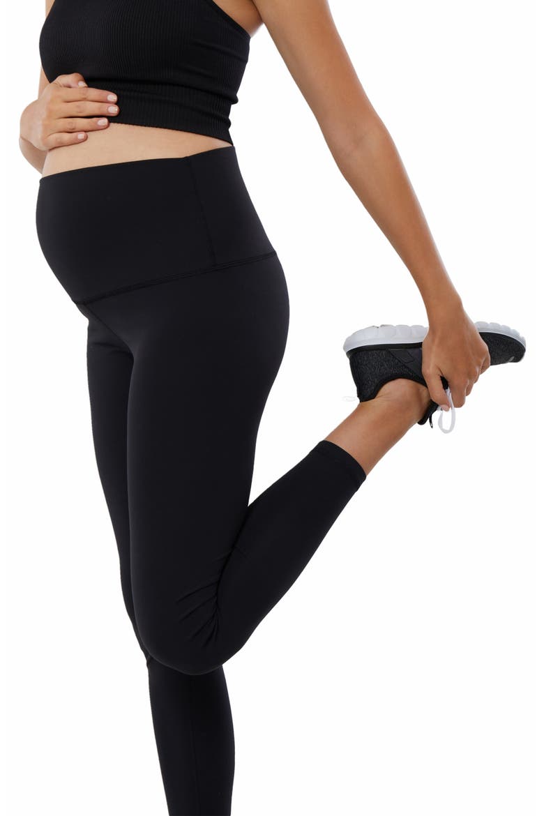 High Waist Foldover Maternity Leggings, Alternate, color, BLACK