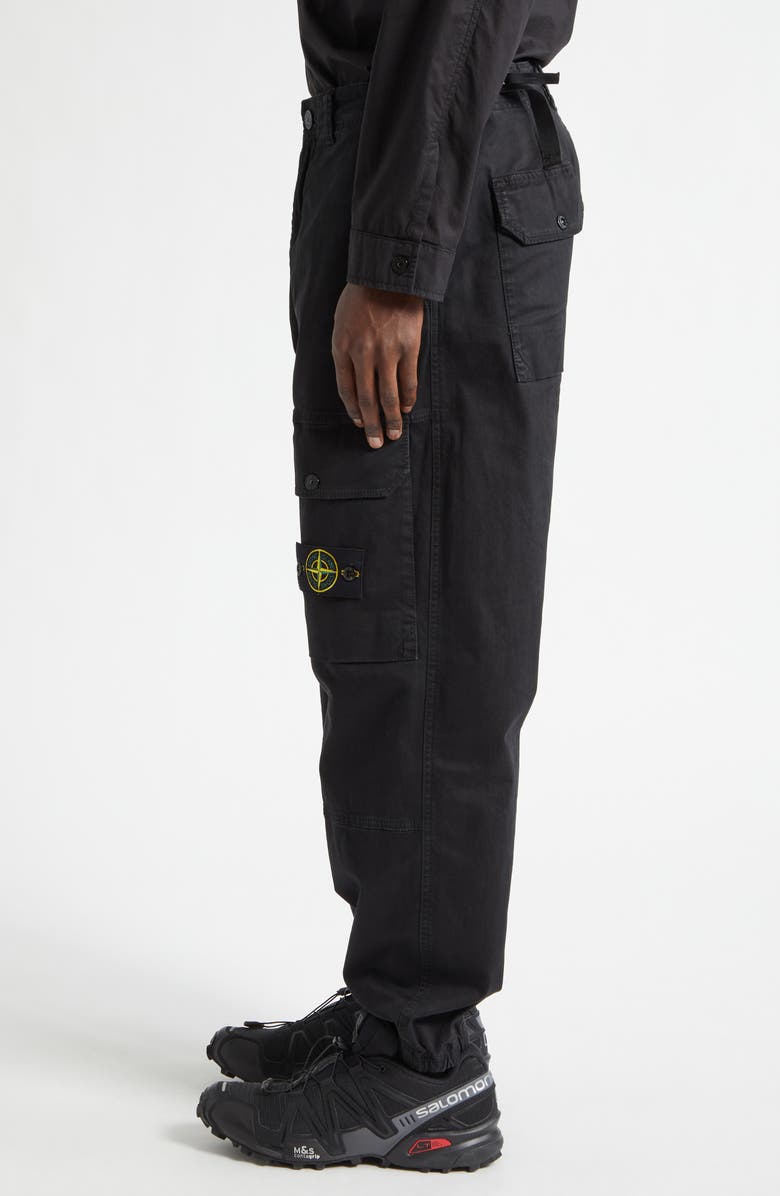 Stone Island Stretch Cotton Joggers, Alternate, color, Black