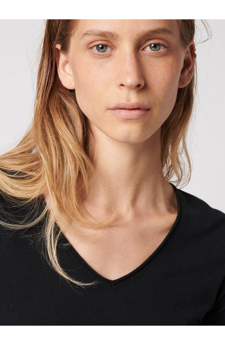 Majestic Filatures Soft Touch Long Sleeve V-Neck T-Shirt, Alternate, color, Noir