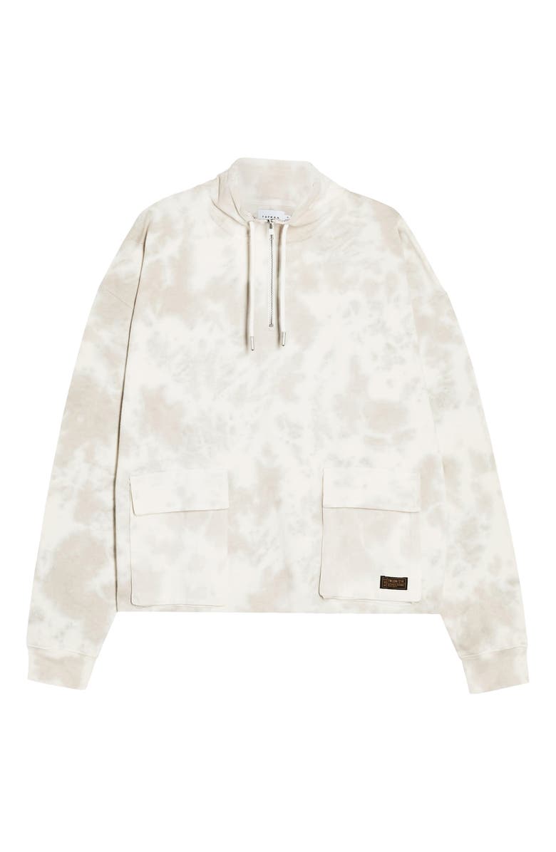 Topman Western Utility Marbled Quarter Zip Pullover, Alternate, color, 