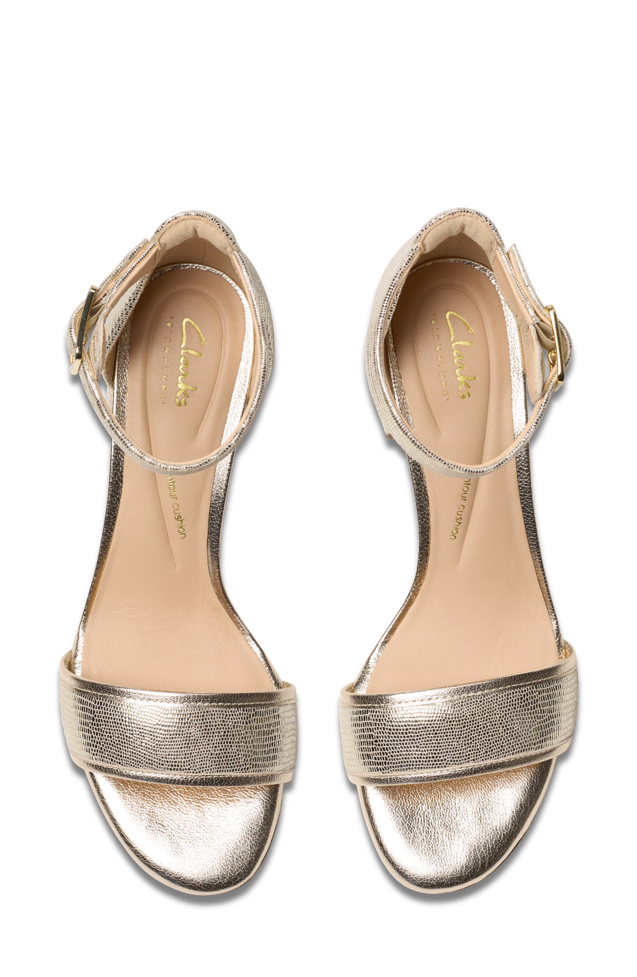 Clarks<sup>®</sup> Ezoria Mae Ankle Strap Sandal, Alternate, color, Champagne Interest