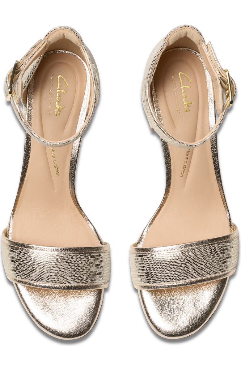 Clarks<sup>®</sup> Ezoria Mae Ankle Strap Sandal, Alternate, color, Champagne Interest