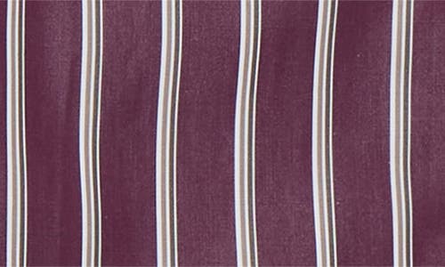 Akris Punto Stripe Tie Neck Cotton Poplin Button-up Shirt In Burgundy