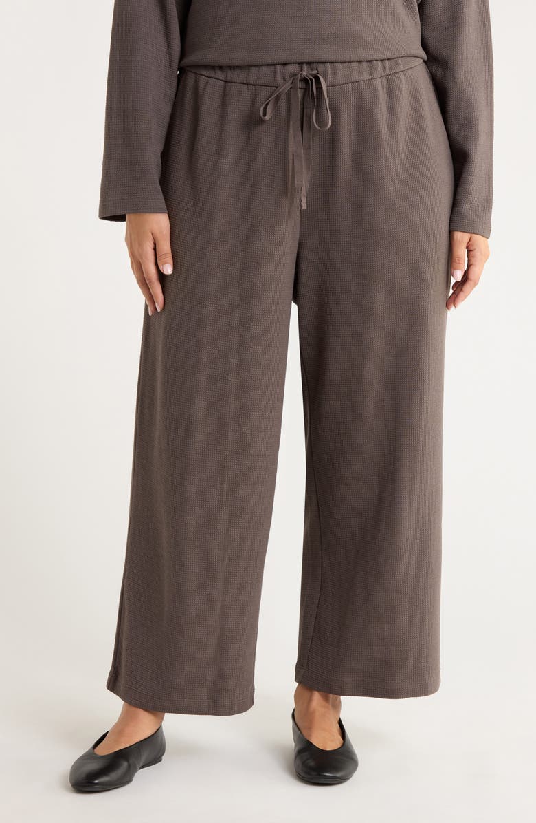 Eileen Fisher Organic Cotton Blend Ankle Wide Leg Drawstring Pants, Main, color, Rye