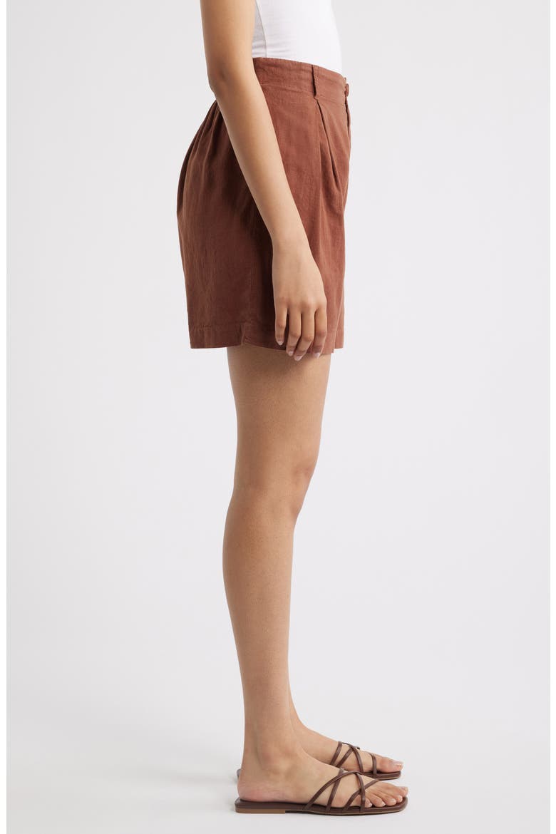 Linen Blend Pleat Shorts, Alternate, color, SUNRISE MOCHA