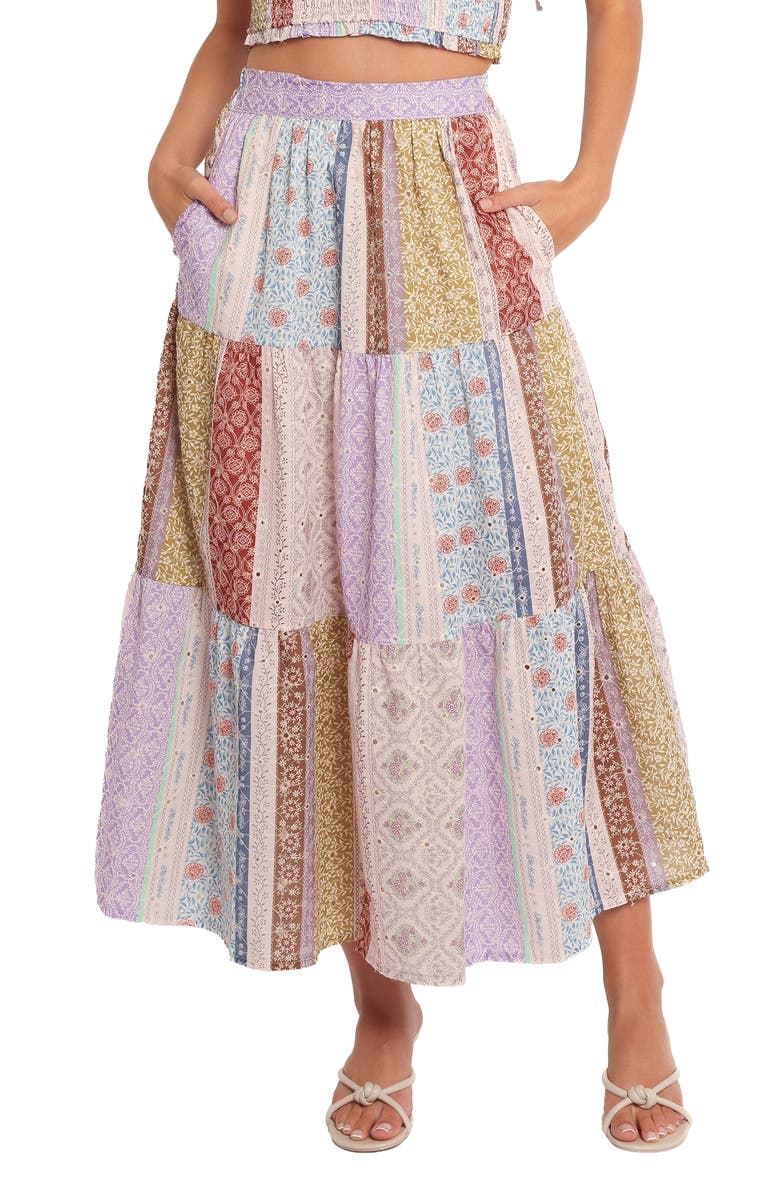 Petal & Pup Petai Patchwork Maxi Skirt, Main, color, Botanic Multi