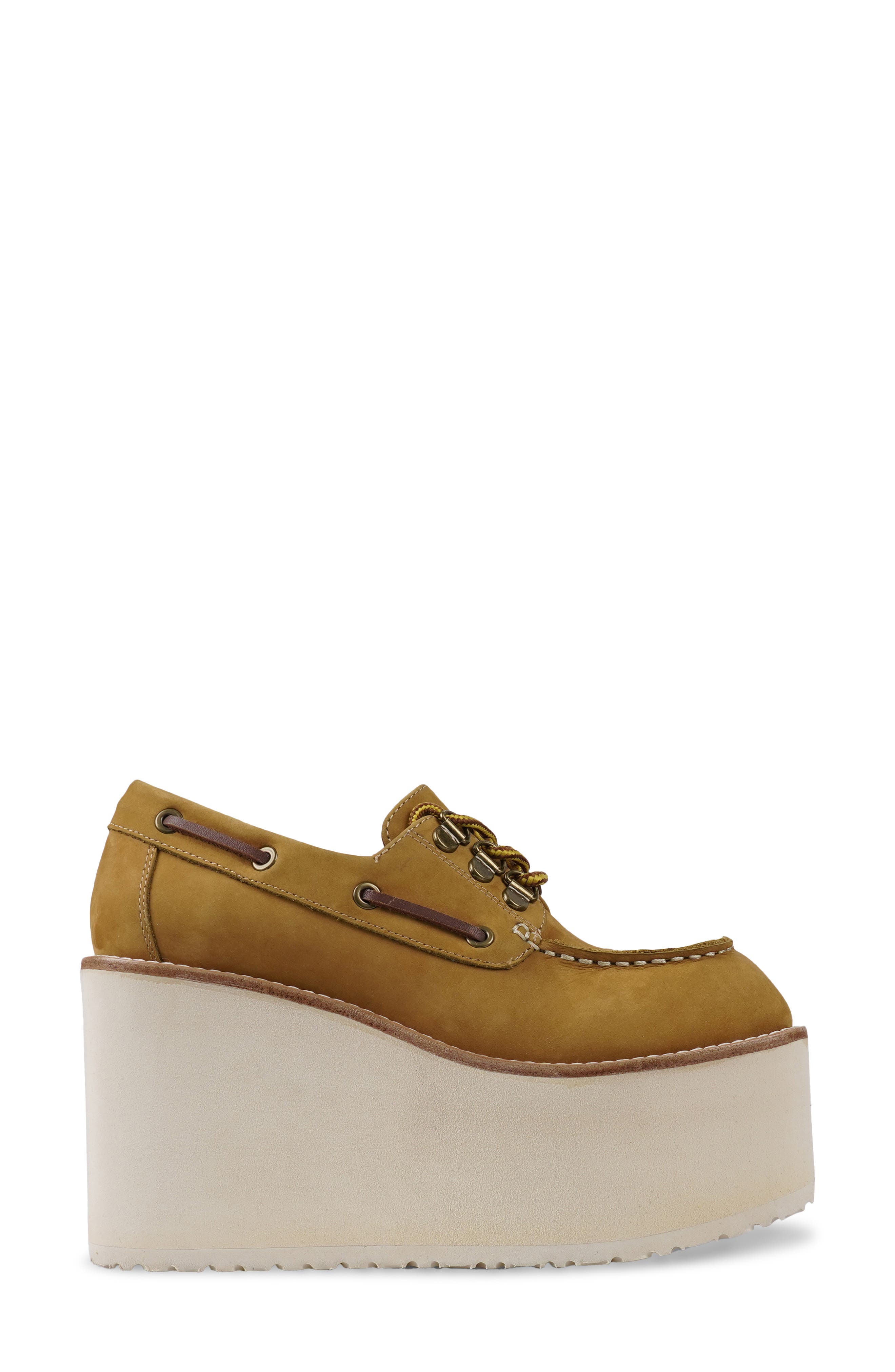 Shimmie Platform Wedge Loafer, Alternate, color, NATURAL LEATHER