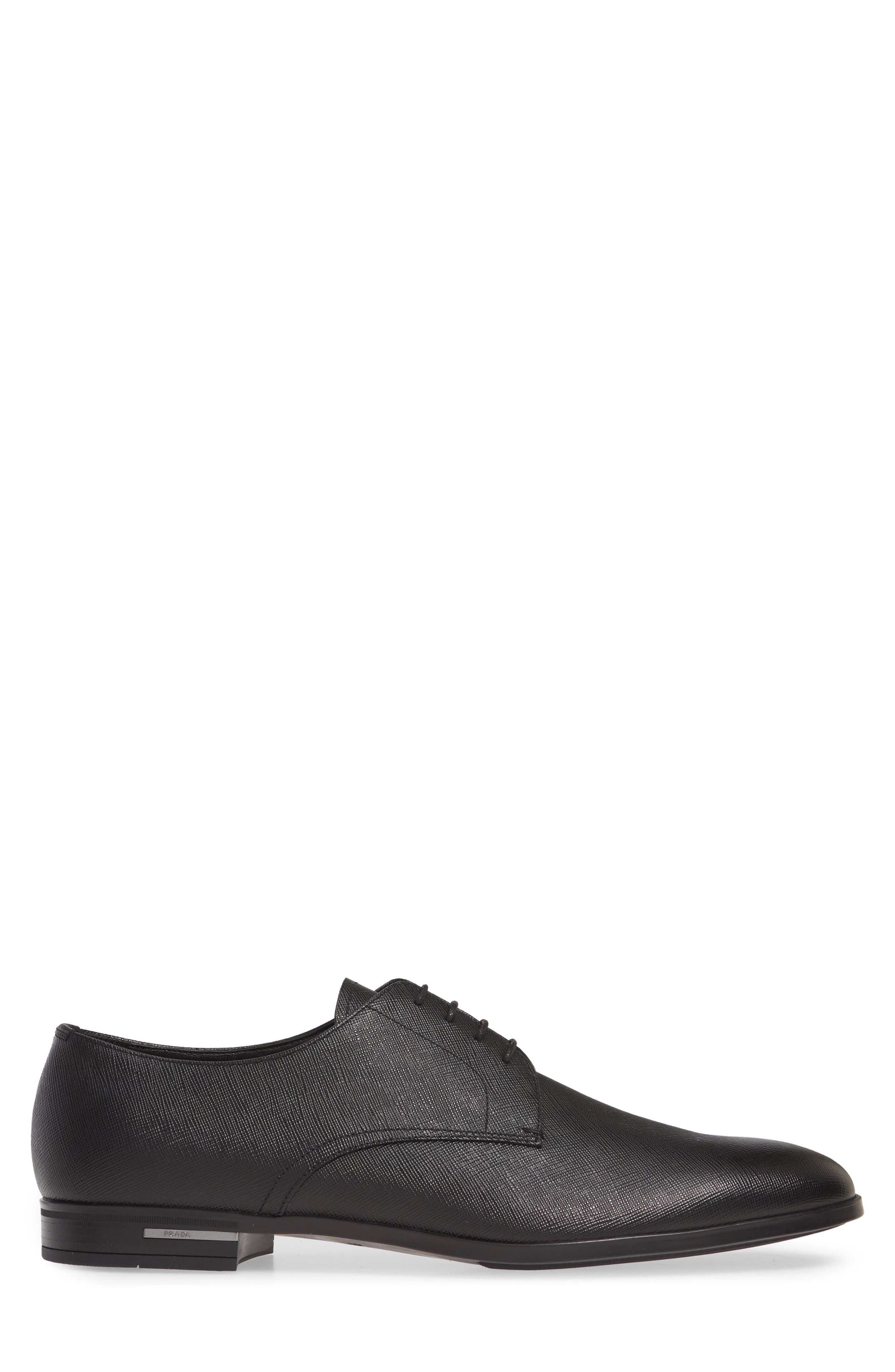 Prada Plain Toe Derby, Alternate, color, Nero