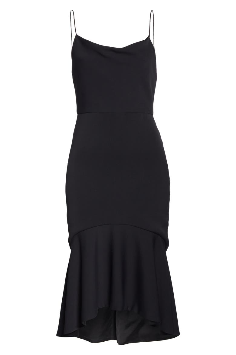 Adrina Flounce Hem Midi Dress, Alternate, color, BLACK