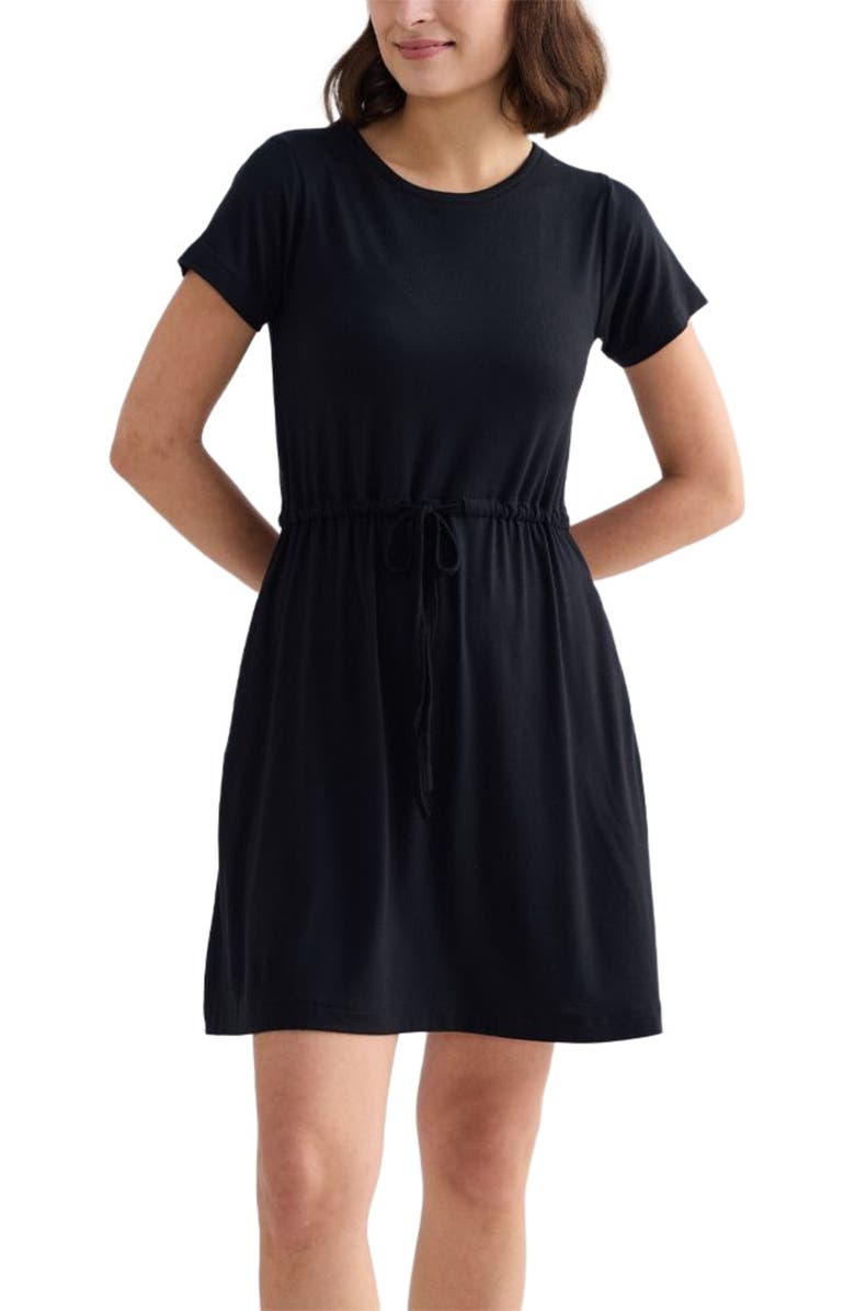 Reistor Drawstring Short T-shirt Dress in Black, Alternate, color, Black
