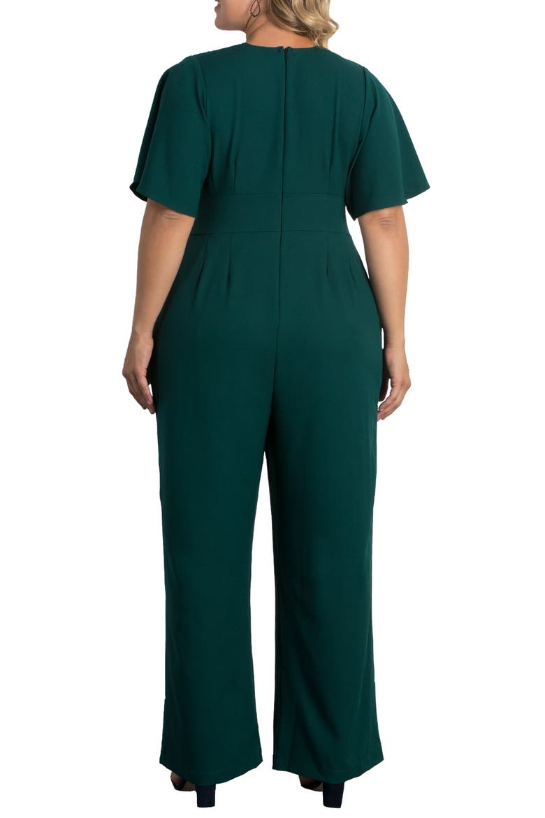 Charisma Faux Wrap Crepe Jumpsuit, Alternate, color, HUNTER GREEN