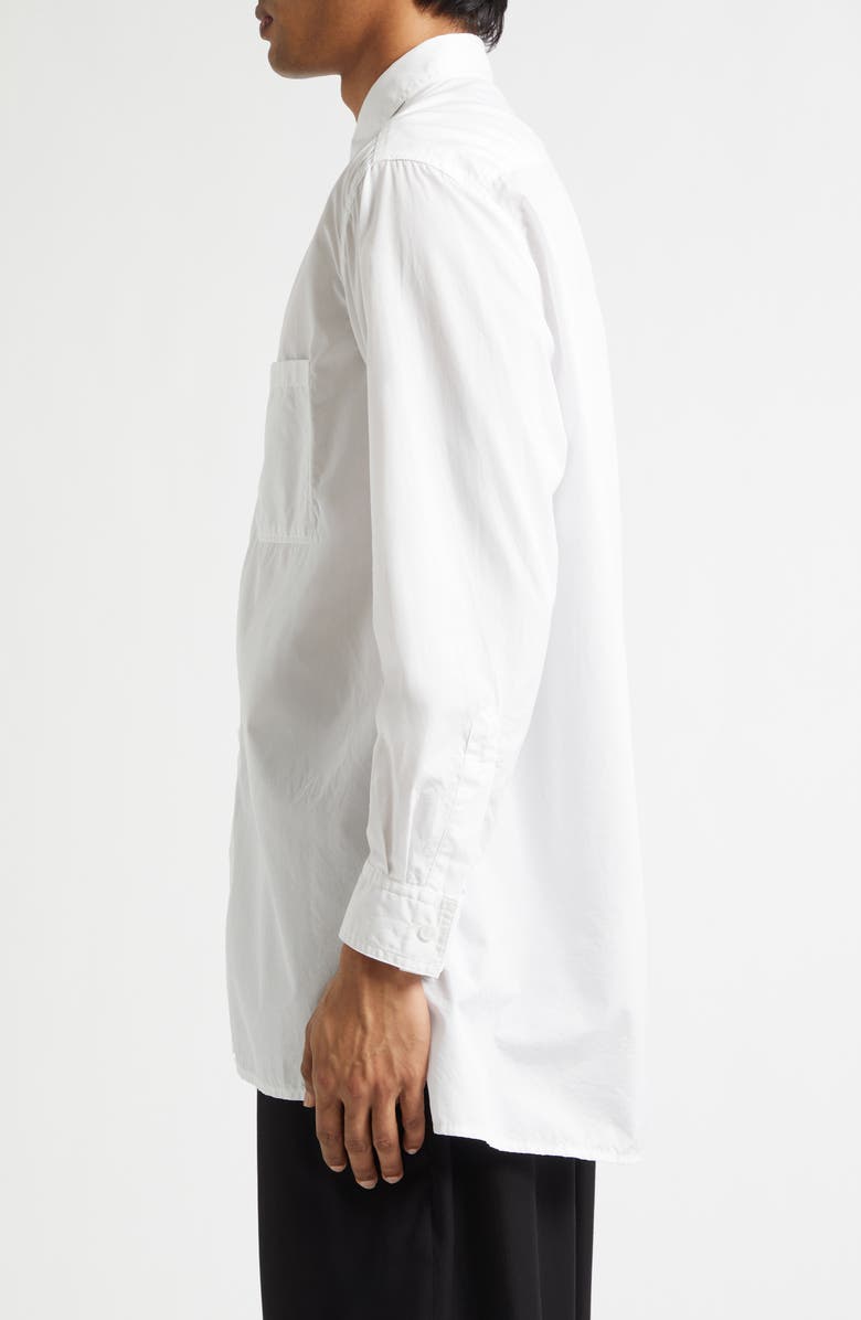 Yohji Yamamoto Big Standard Chainstitch Cotton Broadcloth Button-Up Shirt, Alternate, color, White