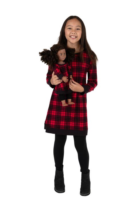 Girls Cotton Dress with Matching Doll Dress, Printed Design