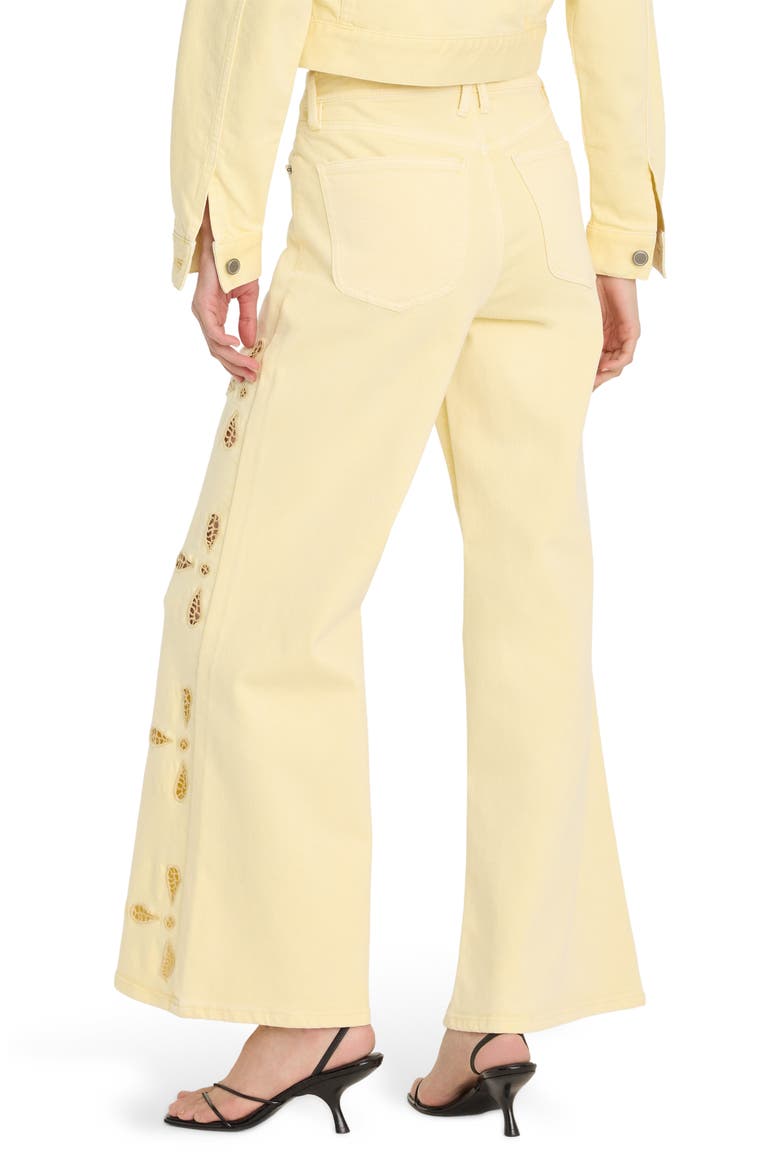 Good Waist Embroidered Palazzo Jeans, Alternate, color, ANISE YELLOW
