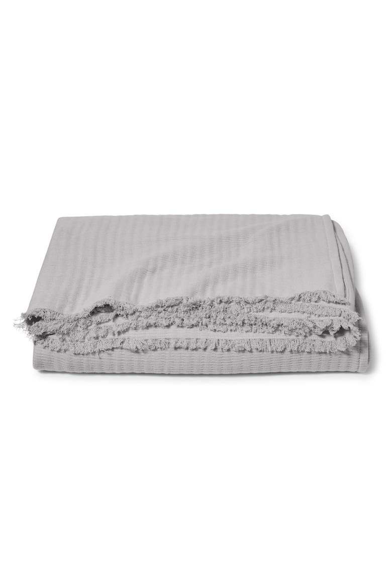 Crinkle Organic Cotton Throw Blanket, Main, color, GRAY