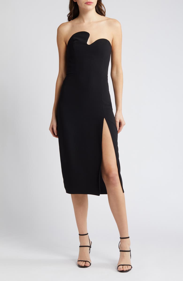 Amanda Uprichard Puzzle Strapless Midi Dress, Main, color, 