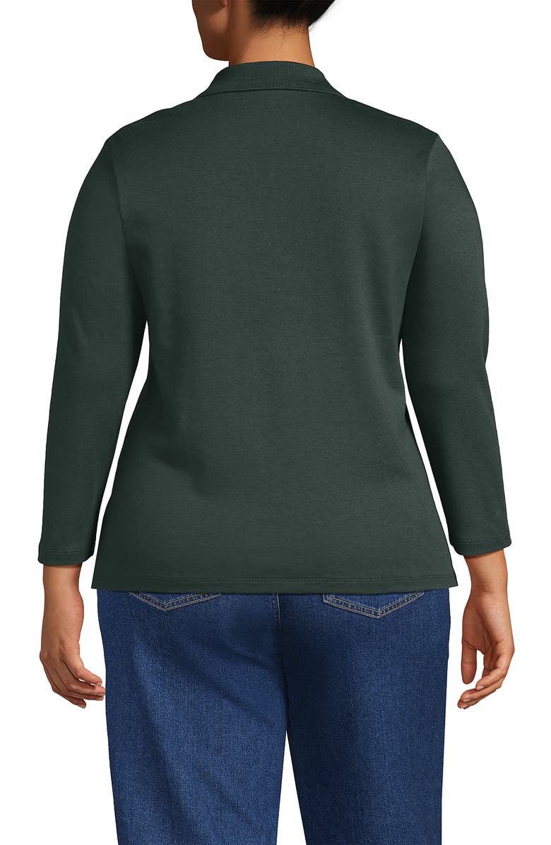 Lands' End 3/4 Sleeve Supima Cotton Polo Shirt, Alternate, color, Evening Forest