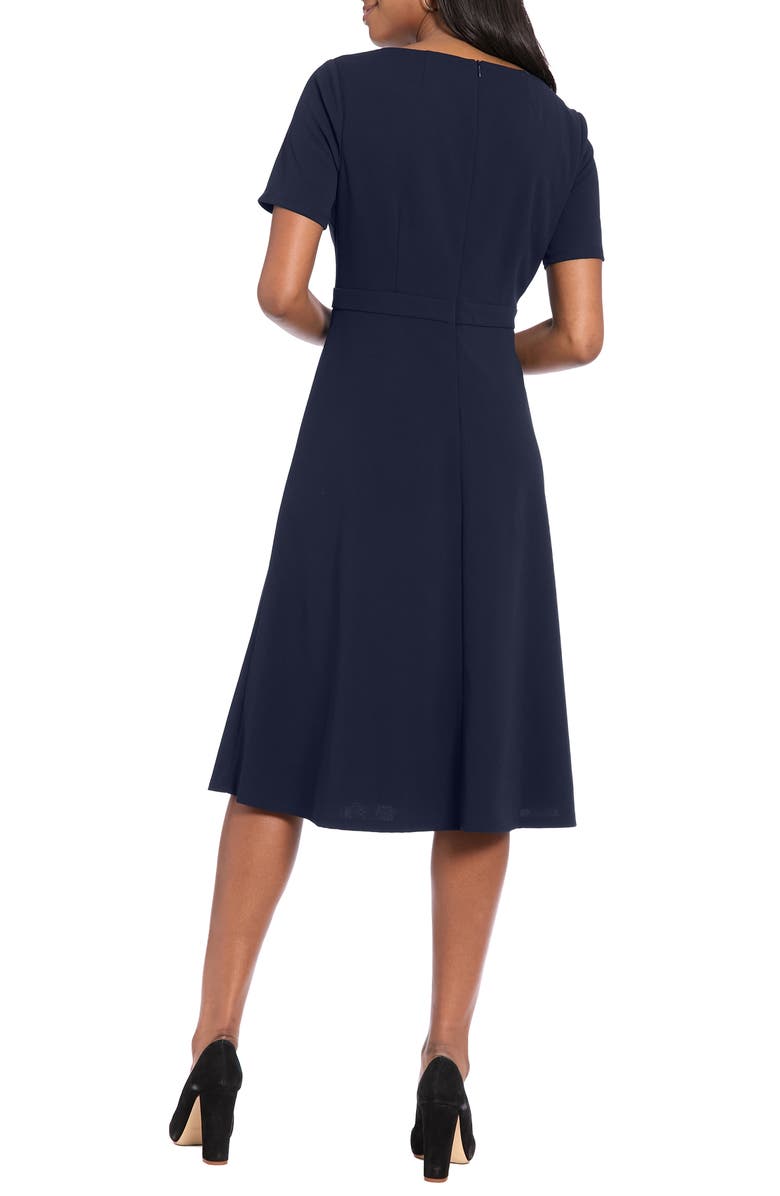 London Times Hardware Neck Fit & Flare Midi Dress, Alternate, color, Navy Blazer