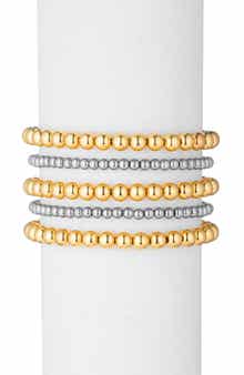 Set of 5 Two-Tone Titanium Beaded Bracelets