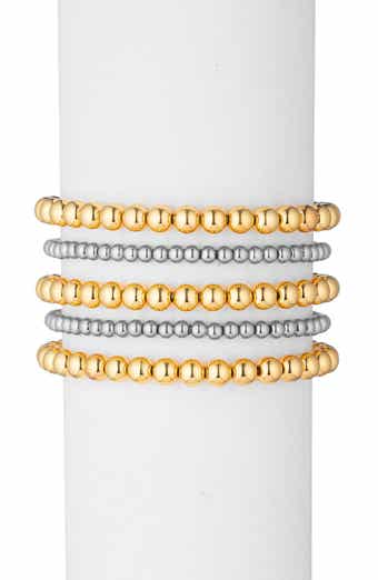 Set of 5 Two-Tone Titanium Beaded Bracelets