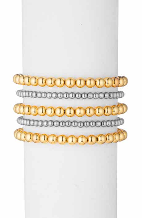 EYE CANDY LOS ANGELES Set of 5 Two-Tone Titanium Beaded Bracelets