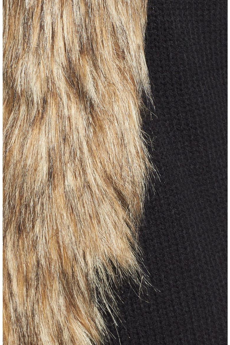 BB Dakota 'Sadi' Faux Fur Trim Knit Vest, Alternate, color, BLACK