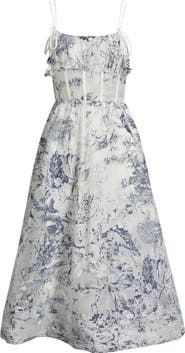 En Saison Cyrus Floral Sheer Waist Midi Dress