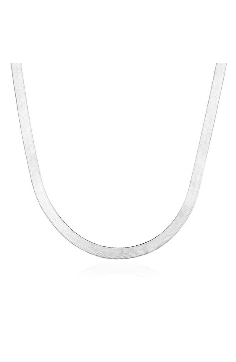 The Lovery Fine Jewelry Large Herringbone Necklace, Main, color, White Gold