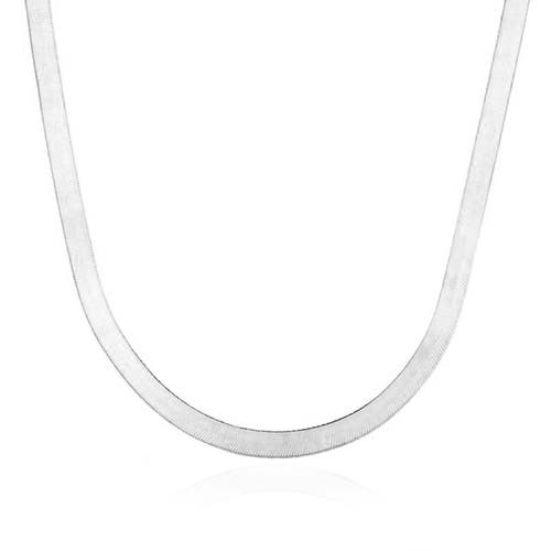 The Lovery Fine Jewelry Large Herringbone Necklace In Metallic