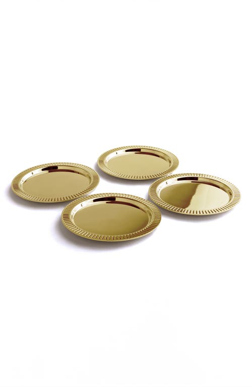 Anna New York Striations Coasters With Holder In Gold