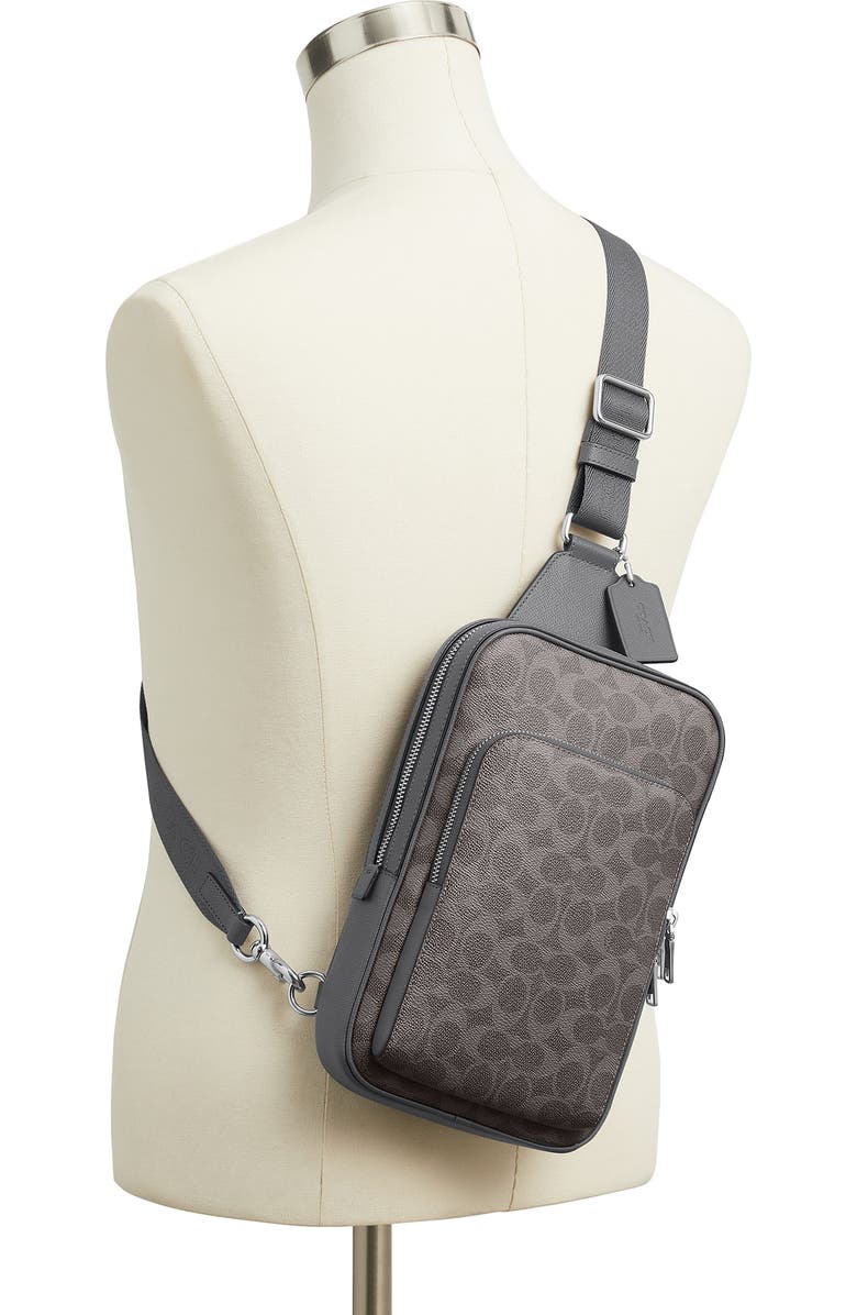 COACH Felix Signature Coated Canvas & Leather Sling Bag, Alternate, color, Grey Signature