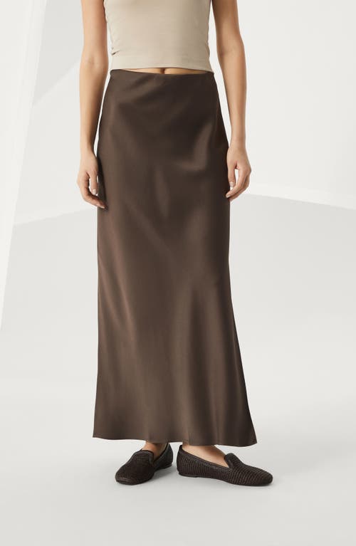 Brunello Cucinelli Cady Satin Fluid Bias-cut Skirt In Cocoa